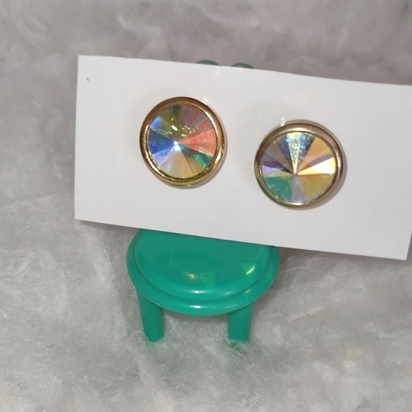 Rivoli Stone Bezel Set Stud Earrings - Picture 10 of 13